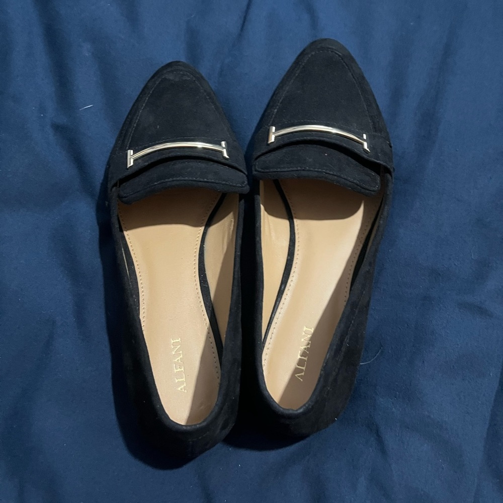 Black flat loafers
